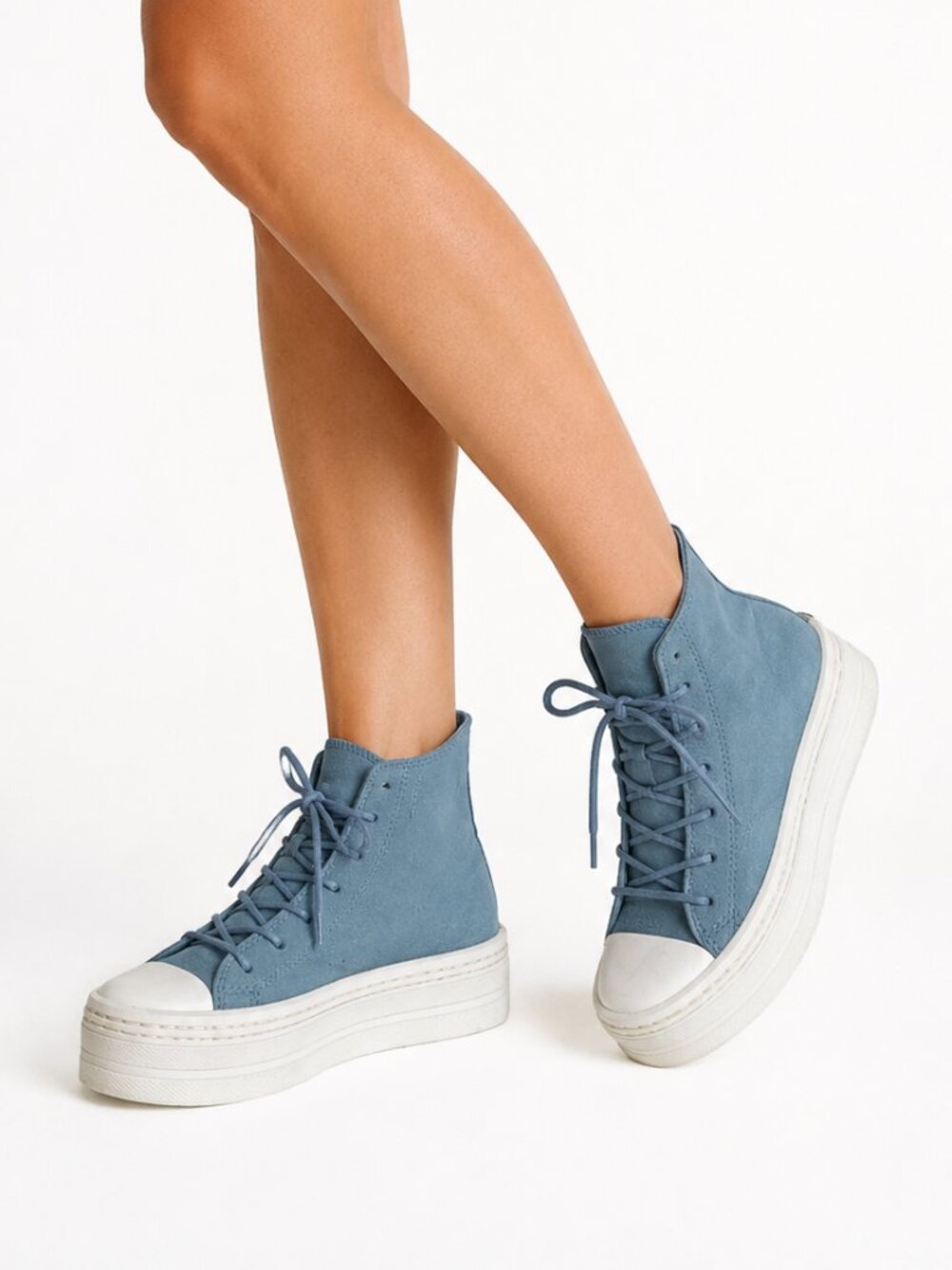 Converse Women's 'Modern Lift' Blue Suede Platform High Top Sneakers, 7
